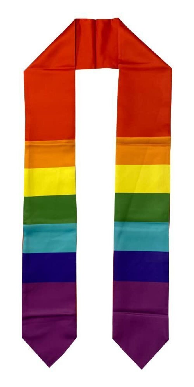 2252 RAINBOW PRIDE LGBT Flag Graduation Stole/Sash/Scarf, Red, White, 65x5